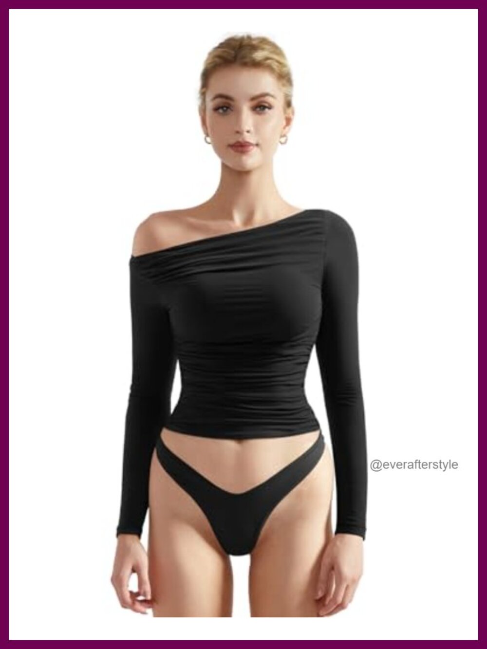 Double Lined Off Shoulder Long Sleeve Fitted Crop Top